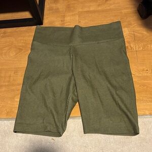 adidas Olive Ribbed Bike Shorts